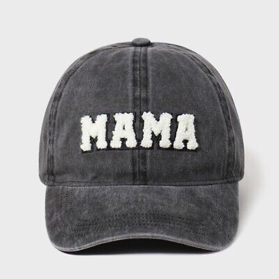 Black Chenille Sherpa Patch MAMA Lettered Baseball Cap Hat
