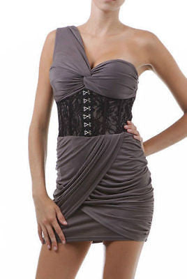 Dress One Shoulder Cocktail Corset Lace Jersey Shore Snooki Mini Charc   Jersey Glam