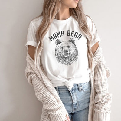 Vintage White Mama Bear Graphic Bella Canvas Relaxed Oversized Tee Womens