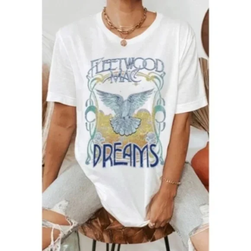 Fleetwood Mac Stevie Nicks Dreams Oversized Relaxed Fit Music Band Graphic Tee