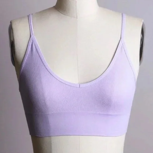 Lavender Low Back Seamless Solid Bralette Womens