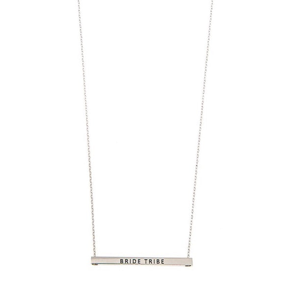 Silver Bride Tribe Bar Mantra Necklace