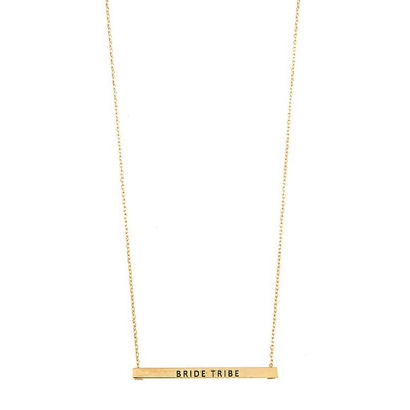 Gold Bride Tribe Bar Mantra Necklace