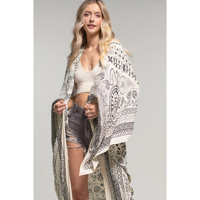 Sand & Salt Moroccan Inspired Duster Kimono Wrap Coverup Open Top One Size