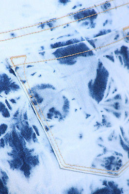 Jeans High Waist Tie Dye Light Dark Blue Denim Pants Skinny Stretch New