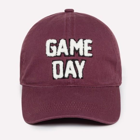 Plum Purple Sherpa Game Day Lettered Baseball Cap Women's Hat