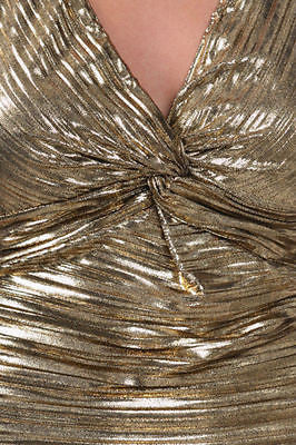 Cocktail Dress Gold Silver Mini Metallic Keyhole Knot Open Backside