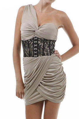 jersey shore dress One Shoulder Cocktail Corset Lace Snooki Mini Taupe – Jersey Glam Slim Fit Sweater Dresses color:38 drawn prints by female Shop Zac Posen |