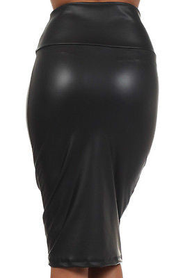 Black Skirt Faux Leather Pencil New Women Sexy High Waist Plus Size ...