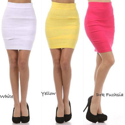 Pencil Skirt High Waist Bandage Career Pleated Diagonal Stretch Sexy Solid