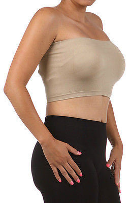 Plus Size Bandeau Bra Top Seamless Tube Strapless New Stretchy