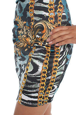 Dress Bodycon Sexy Strapless Animal Leopard Scroll Royal Chain Mini Stretch