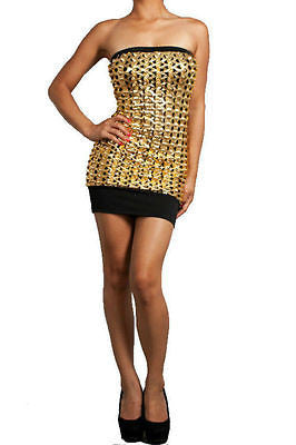 Dress Sexy Gold Metallic Tube Strapless Cut Out Textured Liquid Club