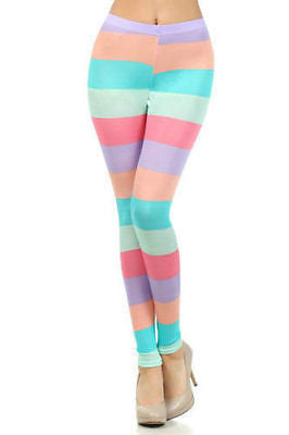 Leggings Stripe Colorblock High Waist Soft Stretch Skinny Pants Spring