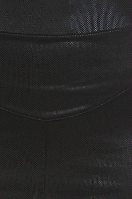 Skirt Shiny Wet Look Faux Leather Knit Textured Pencil Black