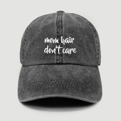 Black Mom Hair Don't Care Lettered Quote Embroidered Baseball Cap Hat