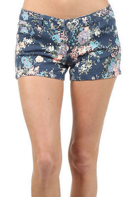 Shorts Floral Gray or Navy Denim Stretch Twill Summer Girly New Juniors Trend