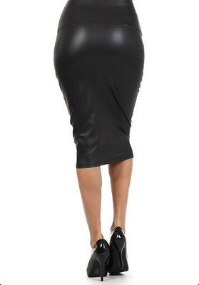 Black Skirt Faux Leather Pencil New Women Sexy High Waist Plus Size