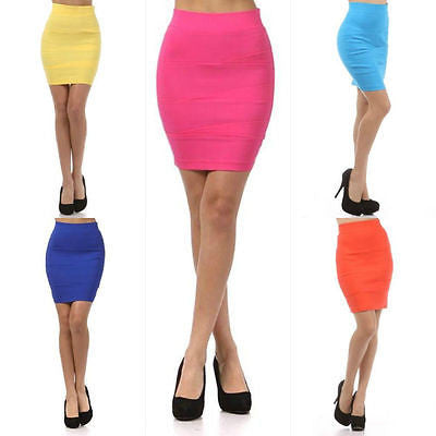 Pencil Skirt High Waist Bandage Career Pleated Diagonal Stretch Sexy Solid