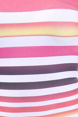 Tank Sexy Basic Summer Multi Color Sunrise Stripe Racerback One Size Fits Most