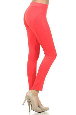 Leggings Pants Thick Scuba Neon Lime Stretch Full Length Pull On Sexy