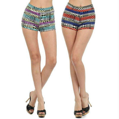 Shorts Aztec Indian Tribal Multi Color Printed Summer Stretch S M L New Fashion