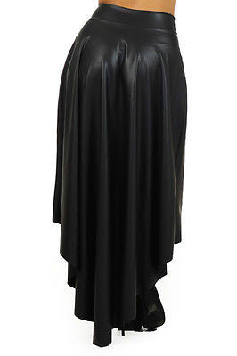 Sexy Plus Size Skirt Faux Leather High Waist New Hi Lo Midi Maxi Stretch Long