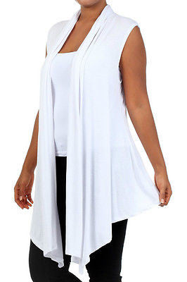 Plus Size Vest Women Open Front Asymmetrical New Wrap Sleeveless 1X 2X 3X Casual