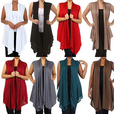 Plus Size Vest Women Open Front Asymmetrical New Wrap Sleeveless 1X 2X 3X Casual