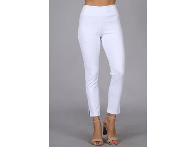 White Cropped Capri Stretch Control Waist Ponte Casual Pull On Pants Women's