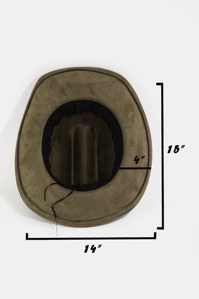 Olive Ivory Western Concho Chain Disc Fedora Women's Hat