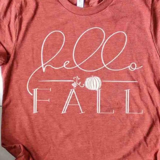 Heather Clay Hello Fall Graphic Tee T-Shirt Bella Canvas Womens Casual