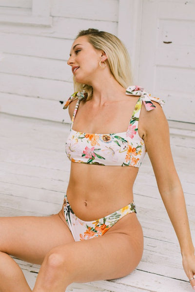 Karla Shoulder Ties Floral Tropical Bikini Swimsuit Set