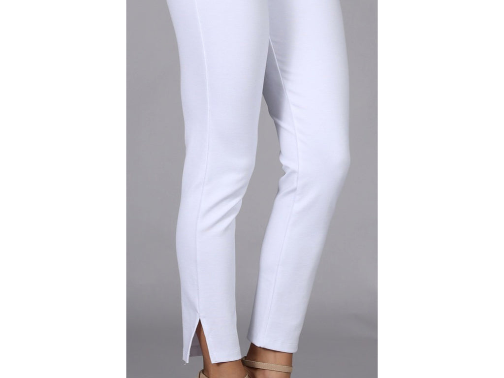 White Cropped Capri Stretch Control Waist Ponte Casual Pull On Pants Women's