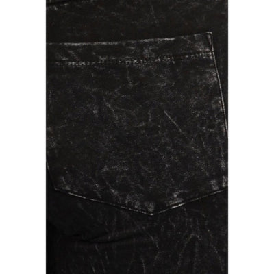 Black Mineral Wash French Terry Flared Bell Bottom Pull On Pants w/ Pockets