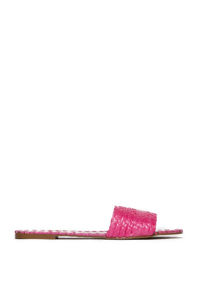 Fuchsia Woven Summer Slip On Womens Casual Sandals