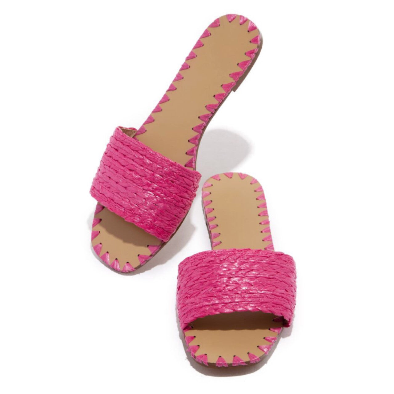 Fuchsia Woven Summer Slip On Womens Casual Sandals