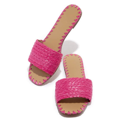 Fuchsia Woven Summer Slip On Womens Casual Sandals
