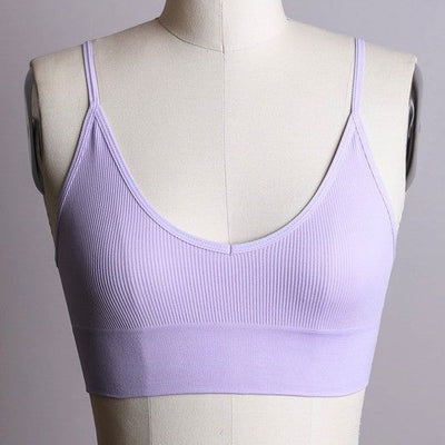 Black Chocolate Lilac White Sage Mocha Low Back Seamless Solid Bralette Womens