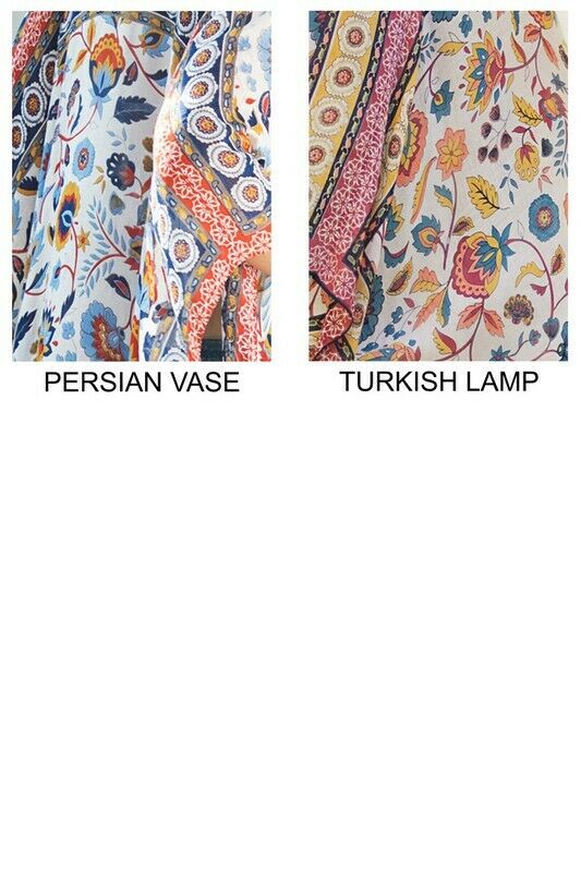 Persian Vase Colorful Bohemian Tassel Trim Floral Pattern Kimono Wrap One Size