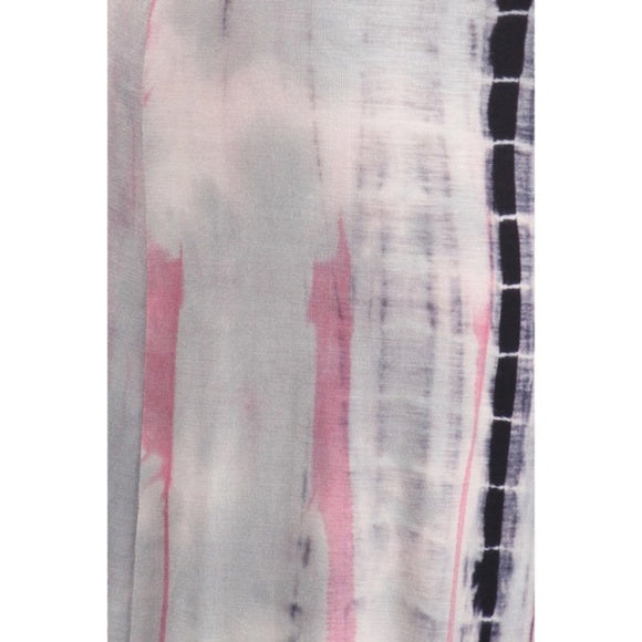 Silver Pink Tie Dye Foldover High Waist Wide Leg Palazzo Lounge Stretch Pants