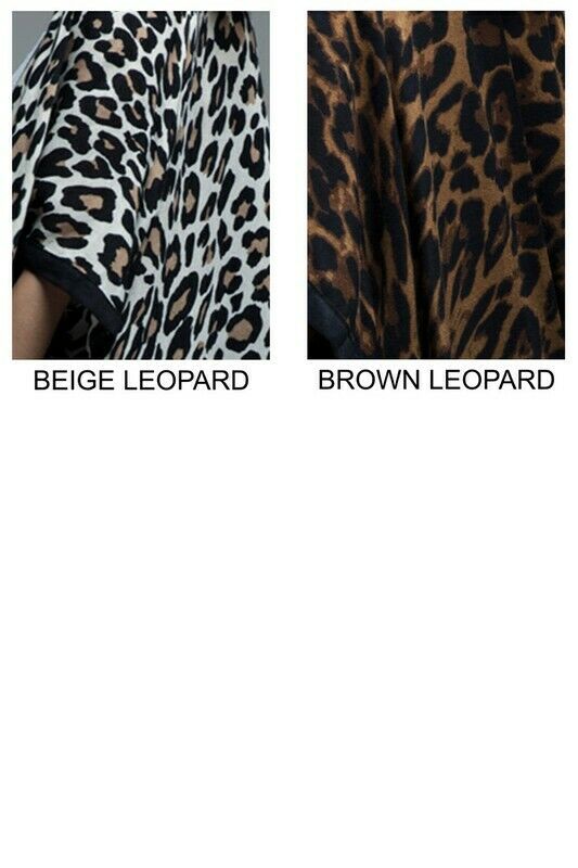 Beige Leopard Animal Print Black Border Kimono Wrap Womens One Size
