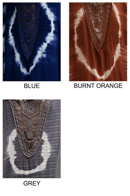 Burnt Orange Bohemian Tie Dye Crochet Accent Kimono Wrap Coverup One Size