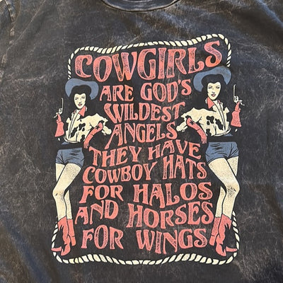 Mineral Black Cowgirls Are Gold Wildest Angels Oversized Graphic T-Shirt Tee Top